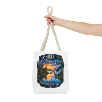 Minnesota Scenic Tote Bag — 'Land of 10,000 Lakes' Sunset Lake Design
