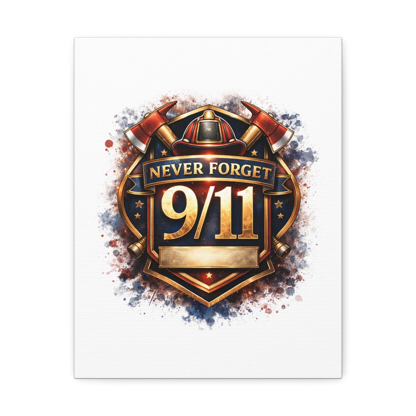 9/11 Never Forget Canvas Print — Firefighter Tribute Stretched Wall Art