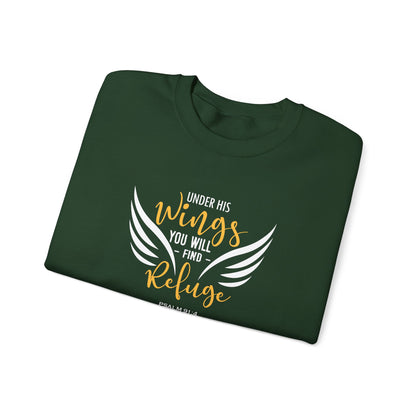 Under His Wings You Will -find Refuge Psalm 91:4 Sweatshirt