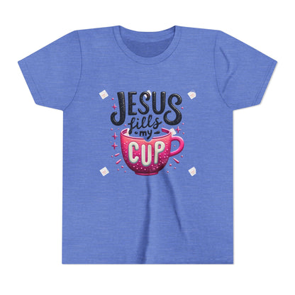 Jesus Fills My Cup Youth Tee — Christian Faith Kids Shirt