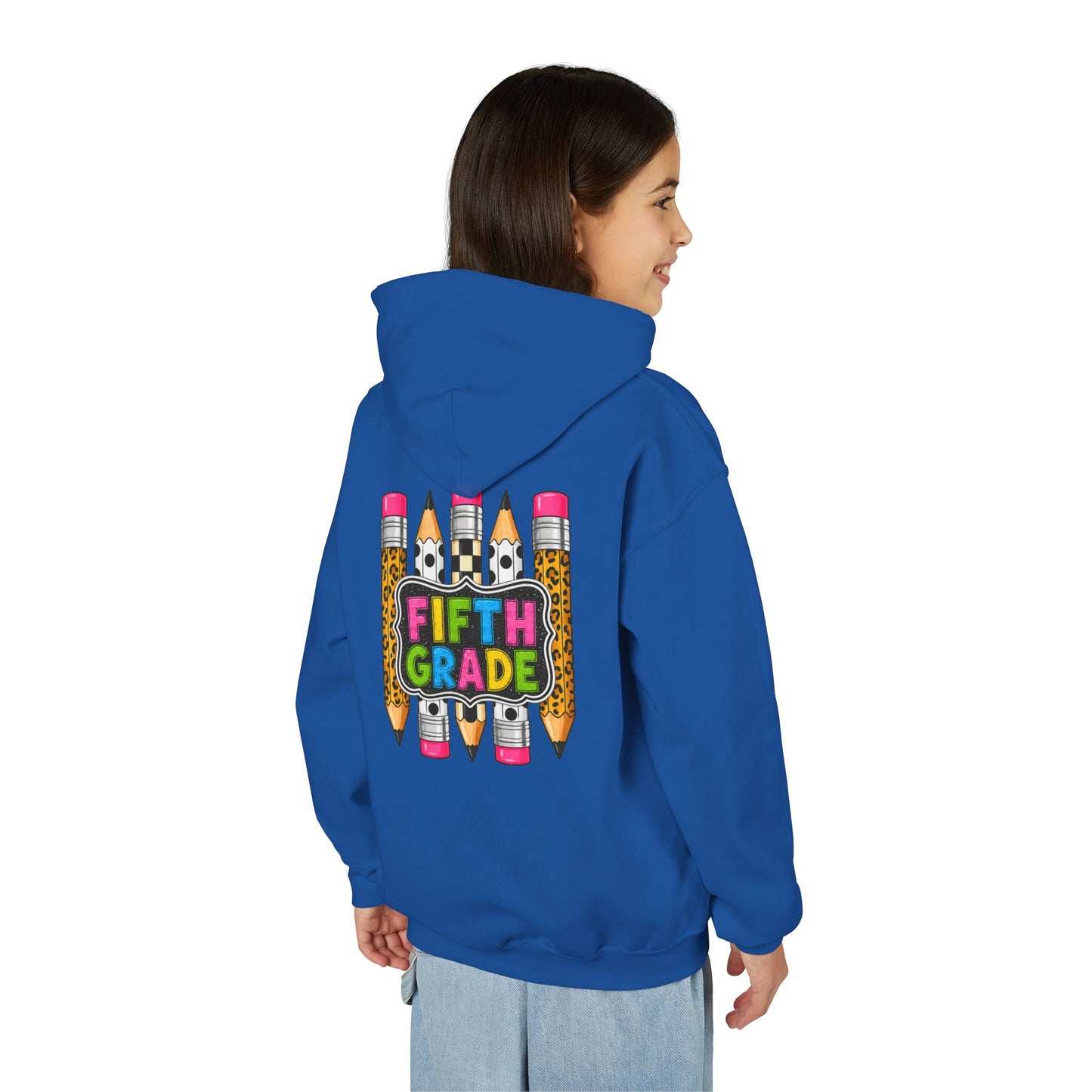Fifth Grade Kids Hoodie — Colorful Pencil Back‑to‑School Sweatshirt for Students
