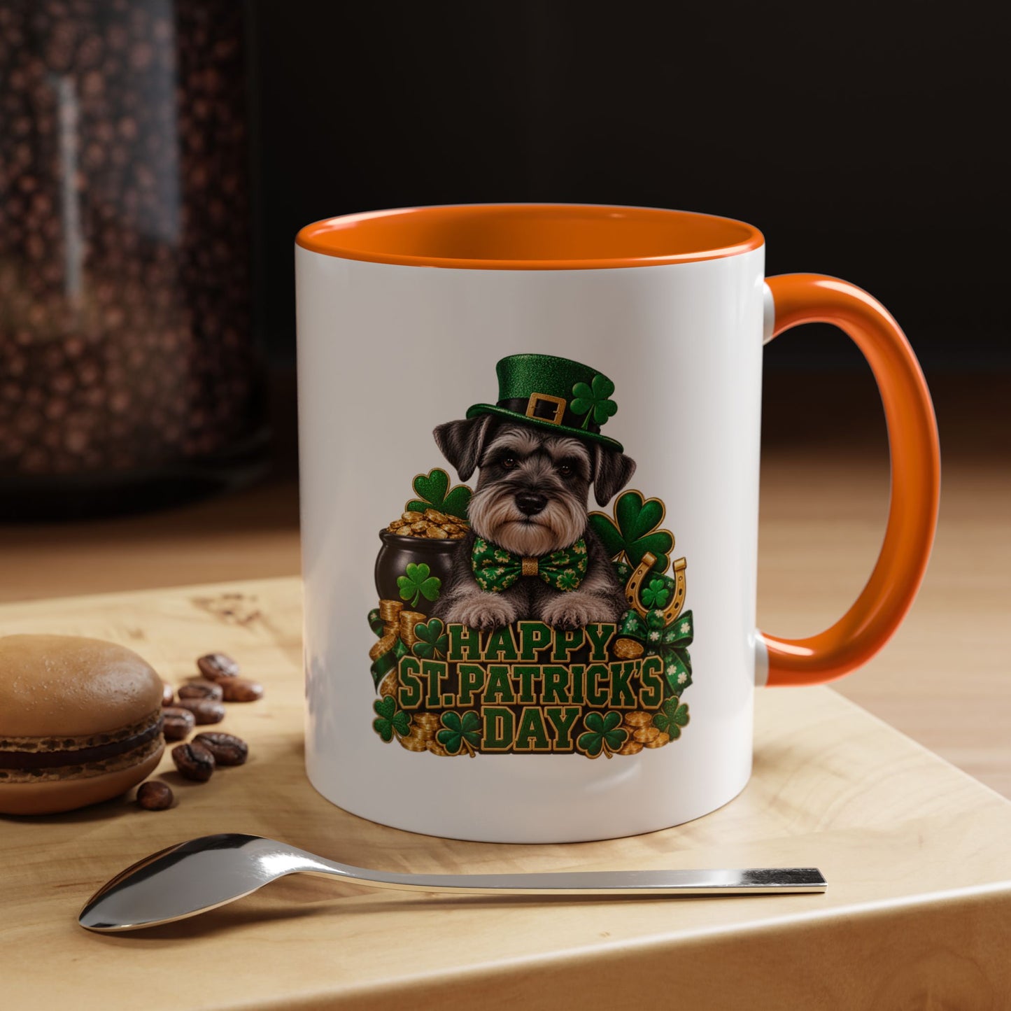 St. Patrick's Day Schnauzer Coffee Mug – Happy St. Patrick's Day Accent Mug