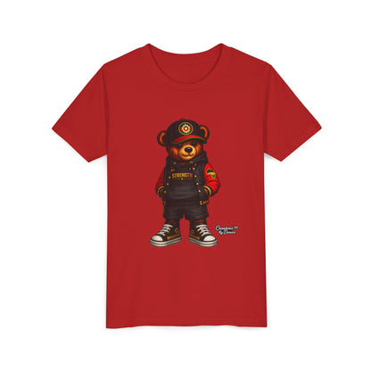 Kids Teddy Bear Streetwear Tee — 'Strength' Graphic Youth T-Shirt