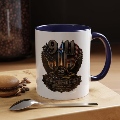 9/11 Memorial Coffee Mug - 'We Will Never Forget' Tribute Accent Mug
