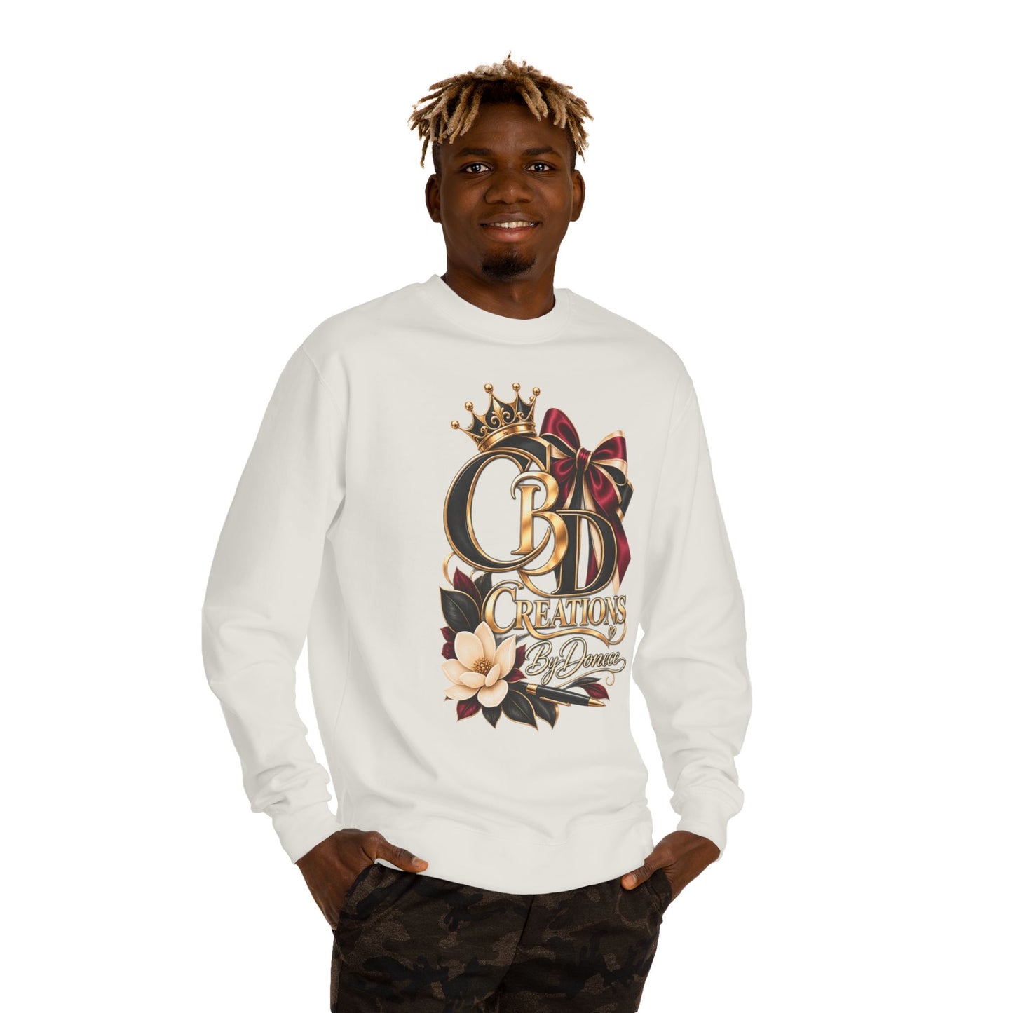 CB Creations Crown Logo Sweatshirt — Floral Ribbon Graphic Crewneck
