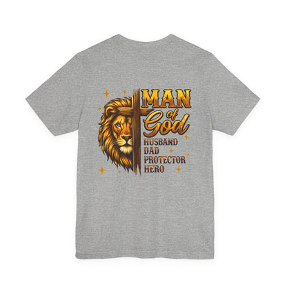 Man of God Lion T-Shirt – Husband, Dad, Protector Christian Tee
