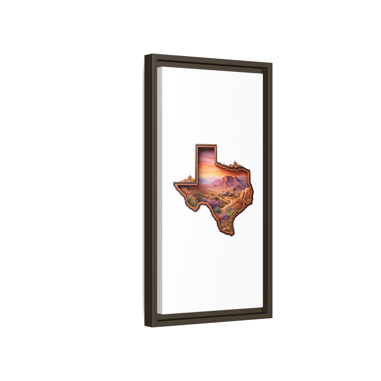 Framed Texas Landscape Matte Canvas — Desert Sunset State Art Print