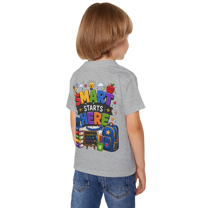 Toddler T-Shirt - "Smart Starts Here" Back-to-School Schoolhouse Design