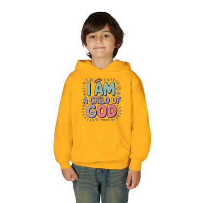 Youth Hoodie — "I Am a Child of God" Inspirational Kids Hooded Sweatshirt