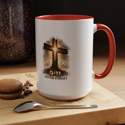 9/11 Never Forget Coffee Mug — Religious Memorial Accent Mug