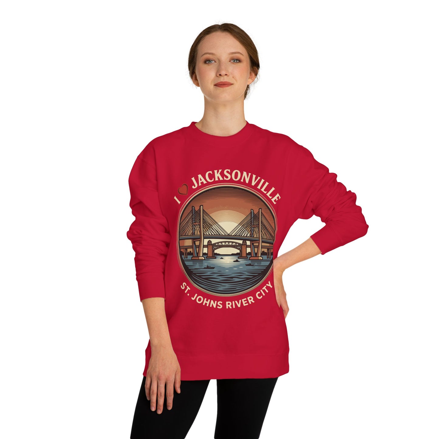 Jacksonville Crewneck Sweatshirt — I  Jacksonville St. Johns River City Graphic