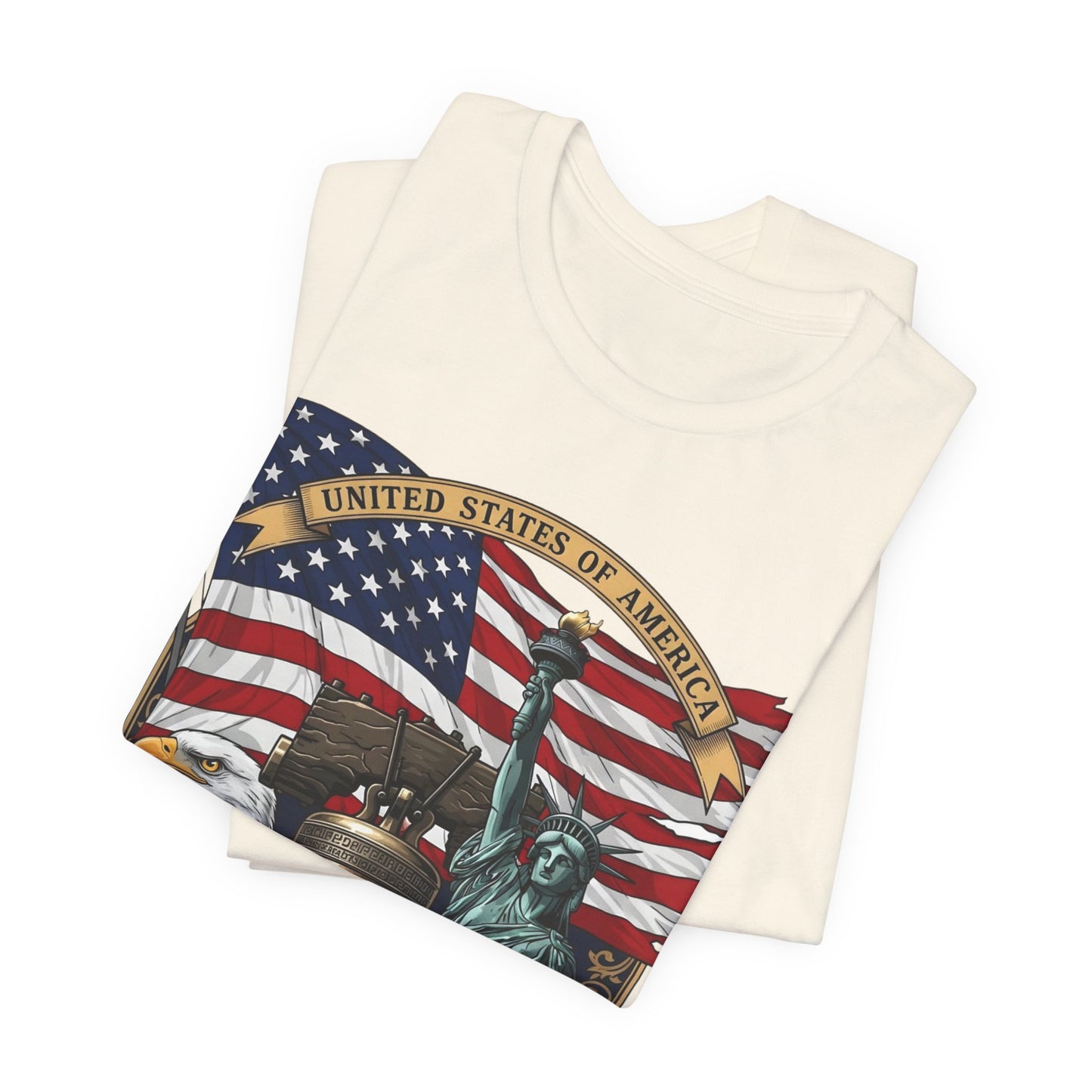 Patriotic 250th Anniversary T-Shirt - Liberty Bell, Bald Eagle & Statue of Liberty