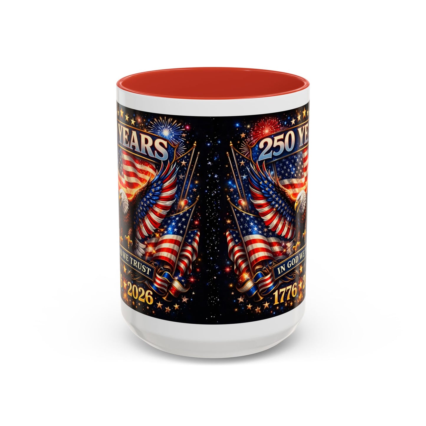 250 Years Patriotic Coffee Mug — In God We Trust 1776–2026