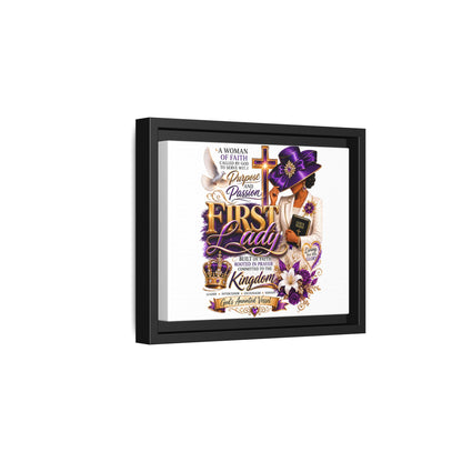 First Lady Faith Wall Art — Framed Matte Canvas (Purple & Gold)