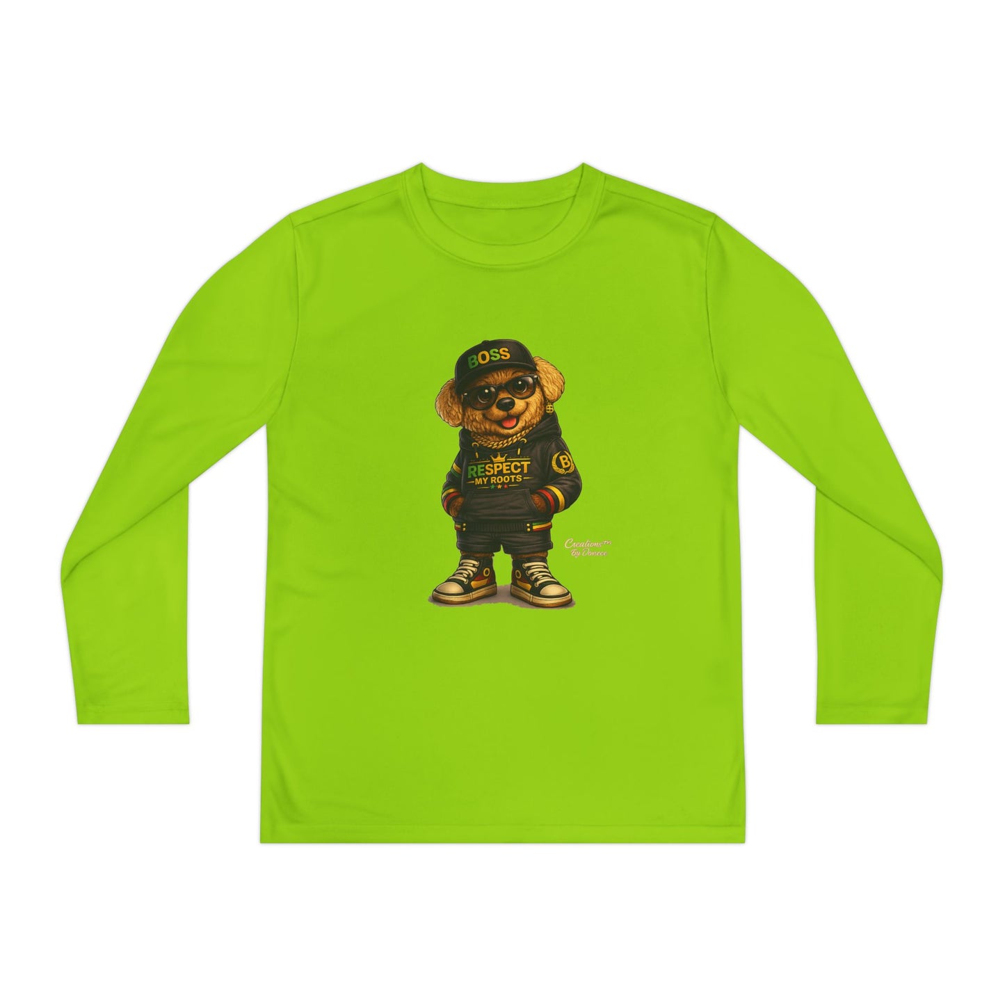 Youth Long Sleeve Tee — Streetwear Bear Graphic, 'Respect' Hip-Hop Kids Shirt
