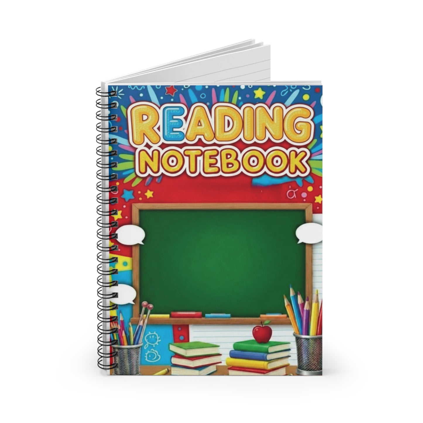 Reading Notebook Spiral Journal — Kids Classroom Chalkboard Design (Ruled)