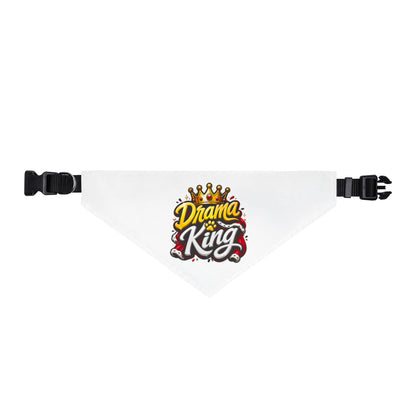Clip-on Pet Bandana — "Drama King" Graphic Dog Collar Accessory
