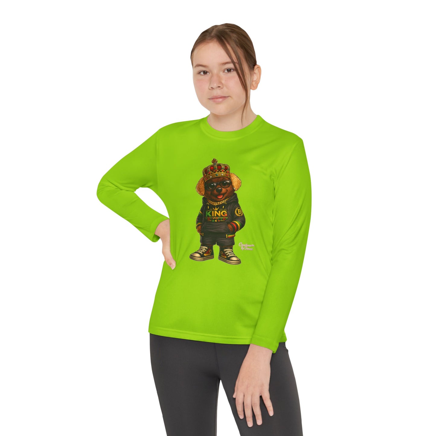 Youth Long Sleeve Tee — 'King' Bear Graphic