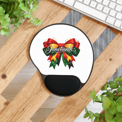 Juneteenth Ribbon Mouse Pad with Wrist Rest — Celebration Desk Accessory