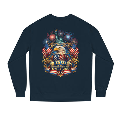 250th Anniversary United States Sweatshirt — Patriotic Eagle, Flags & Fireworks (1776–2026)