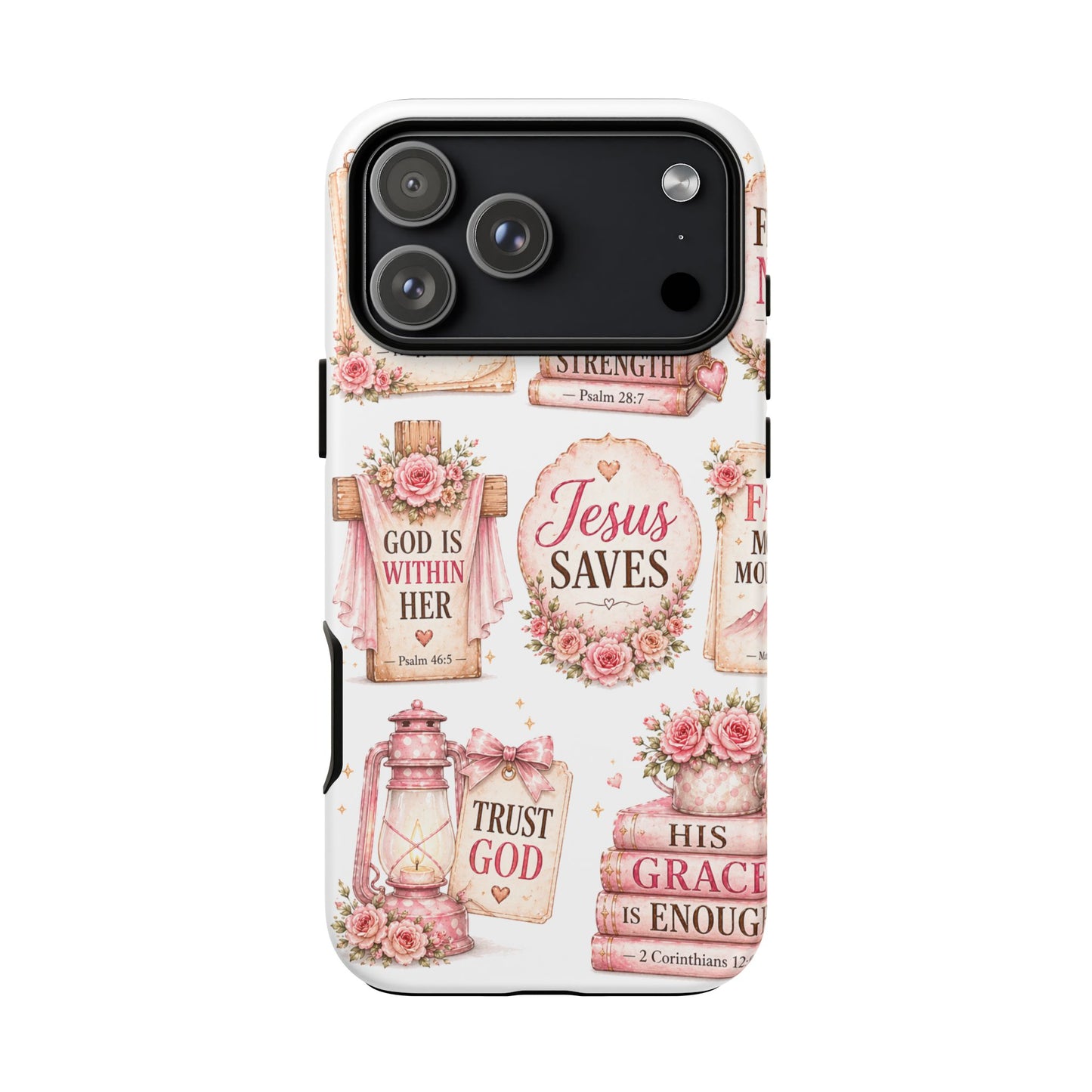 Faith Phone Case — 'Jesus Saves' Floral Christian Scripture iPhone Case