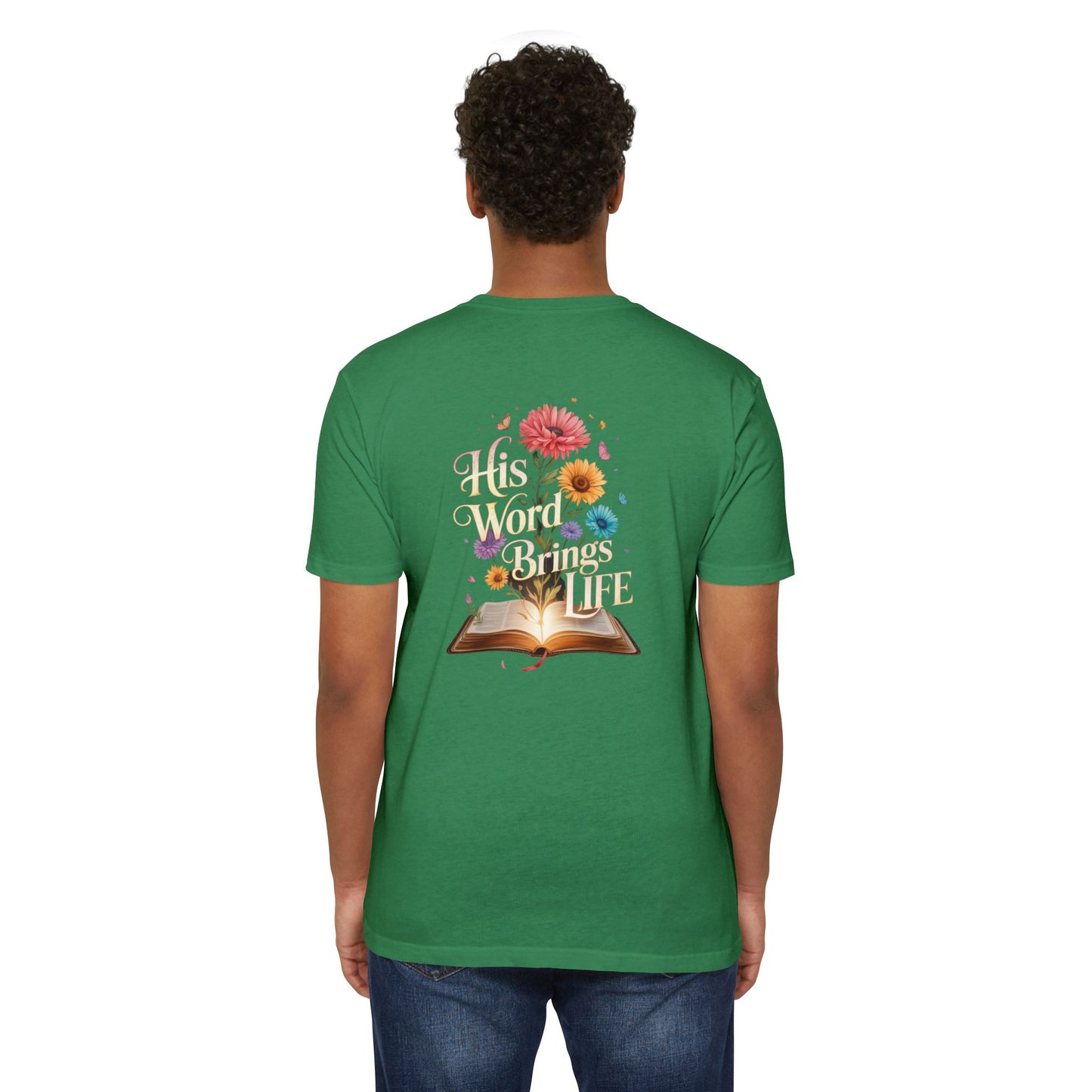 Christian T-Shirt — "His Word Brings Life" Floral Bible Tee
