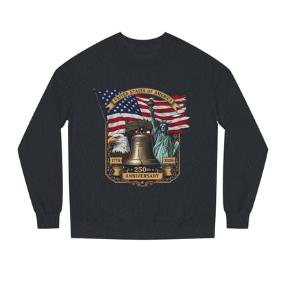 Liberty 250th Anniversary Sweatshirt — American Flag, Liberty Bell & Statue of Liberty Graphic