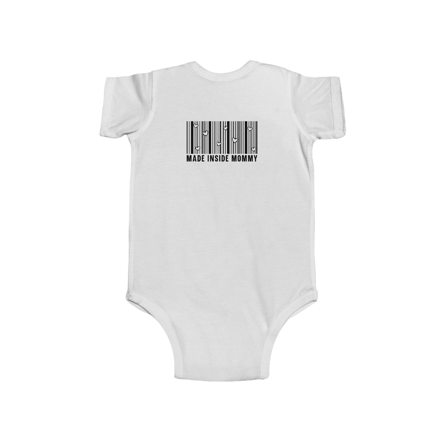 Made Inside Mommy Baby Bodysuit — Funny Barcode Infant Onesie