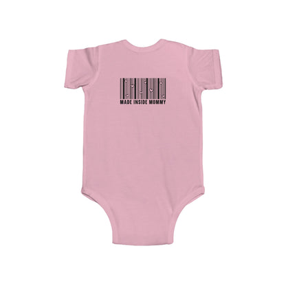 Made Inside Mommy Baby Bodysuit — Funny Barcode Infant Onesie
