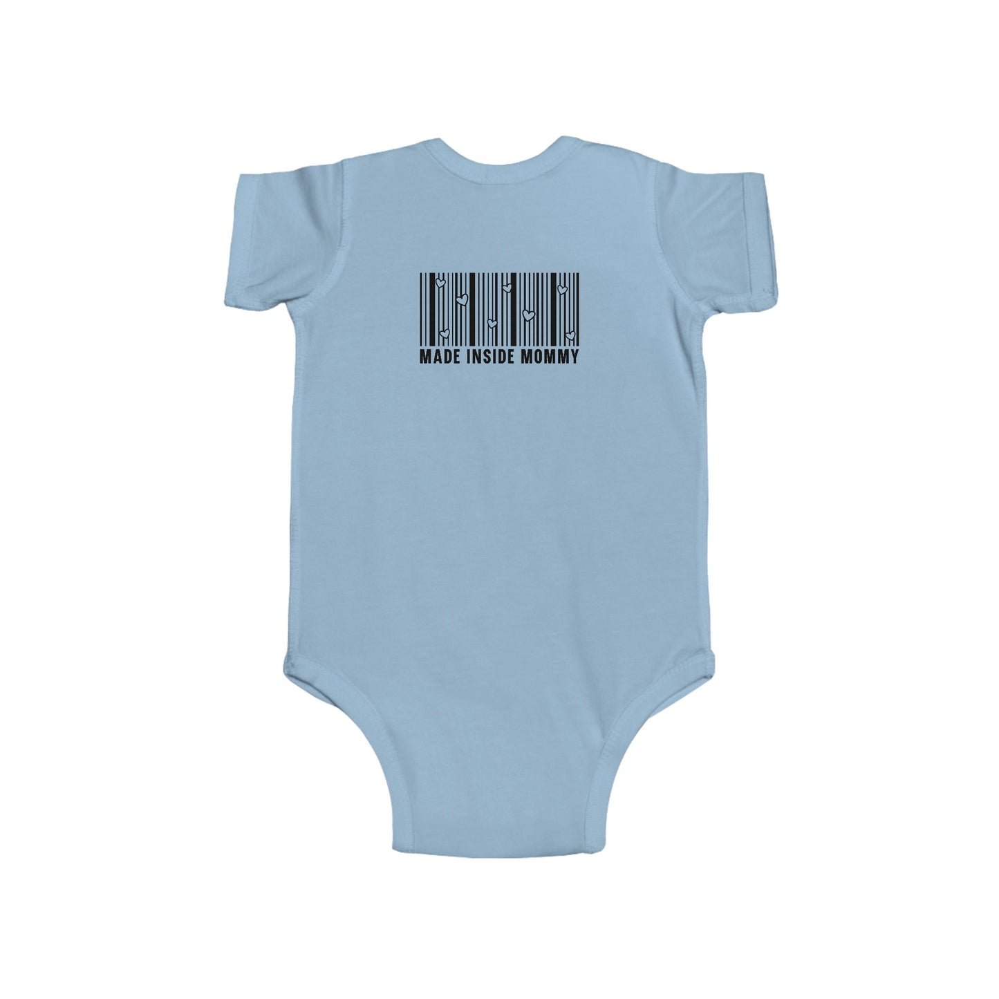 Made Inside Mommy Baby Bodysuit — Funny Barcode Infant Onesie