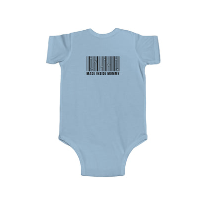 Made Inside Mommy Baby Bodysuit — Funny Barcode Infant Onesie