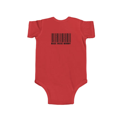 Made Inside Mommy Baby Bodysuit — Funny Barcode Infant Onesie