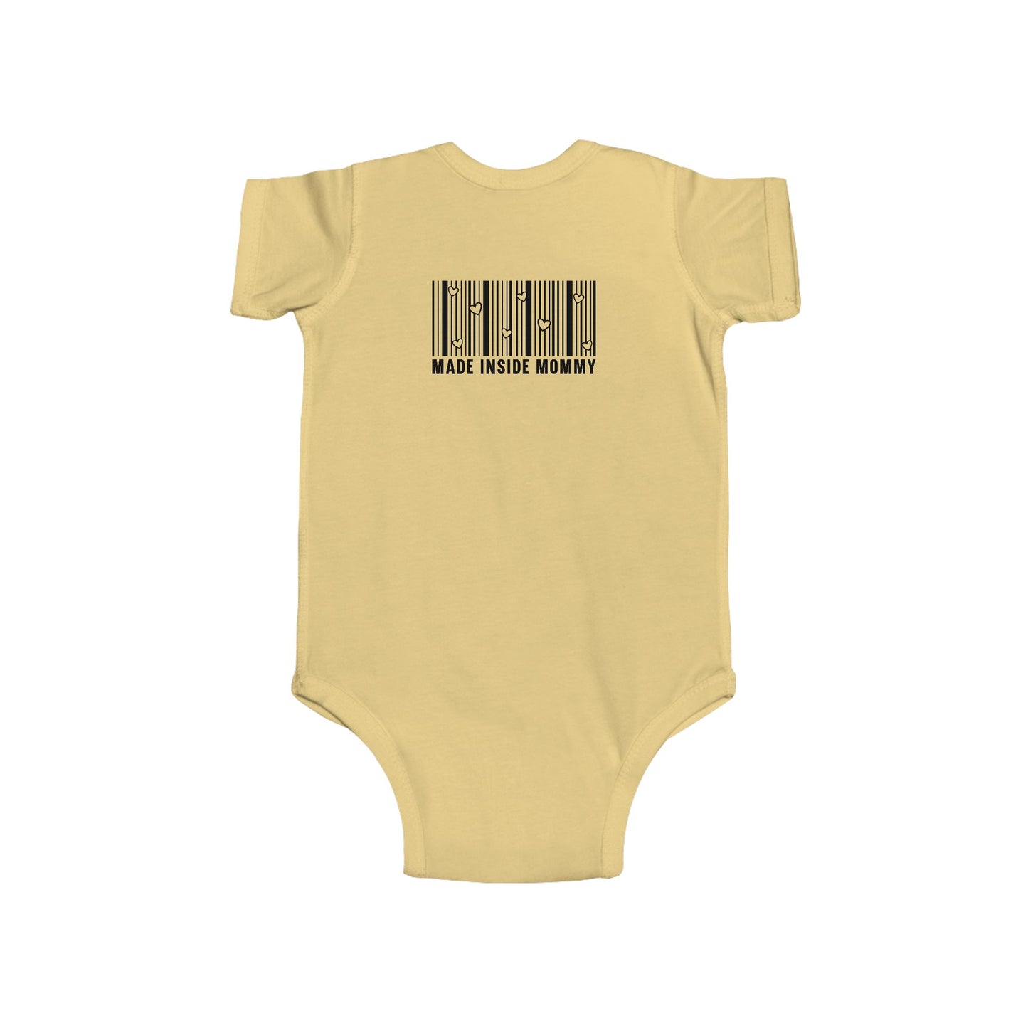 Made Inside Mommy Baby Bodysuit — Funny Barcode Infant Onesie