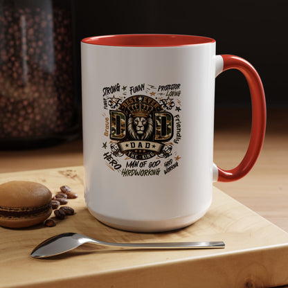 Dad King Lion Coffee Mug — 'Dad: The King' Accent 11/15oz Gift
