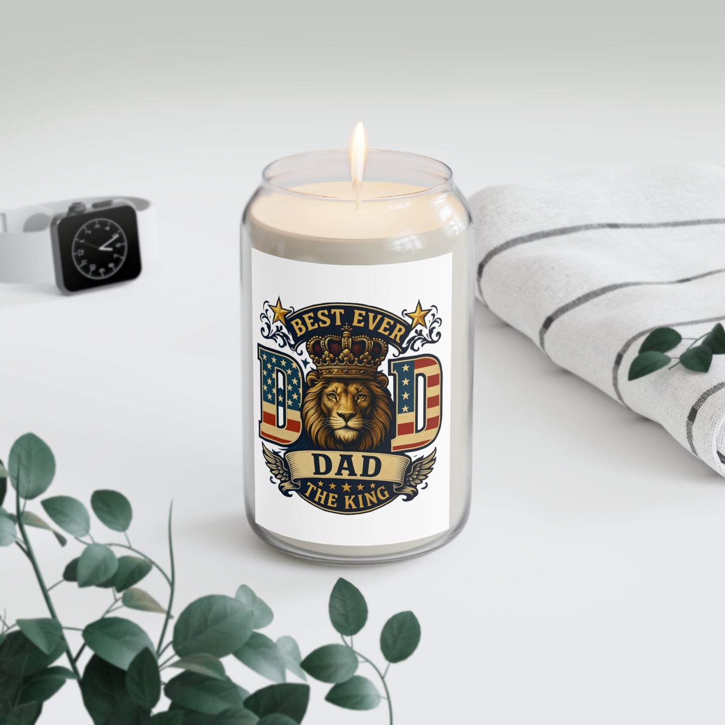 Best Ever Dad Scented Soy Candle — "Dad The King" 13.75oz (Father's Day Gift)
