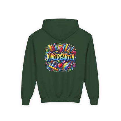 Kindergarten Kids Hoodie — Colorful School Supplies Back-to-School Sweatshirt