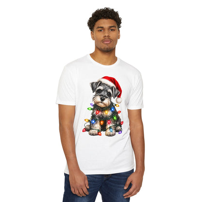 Schnauzer Puppy in Christmas Lights Tee
