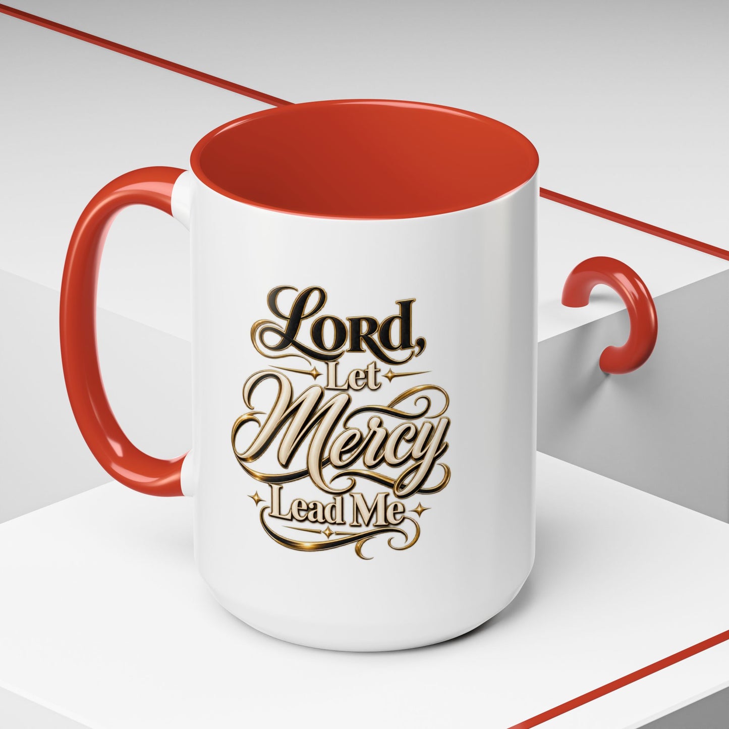 Lord, Let Mercy Lead Me Accent Coffee Mug — Inspirational Christian Scripture 11/15oz