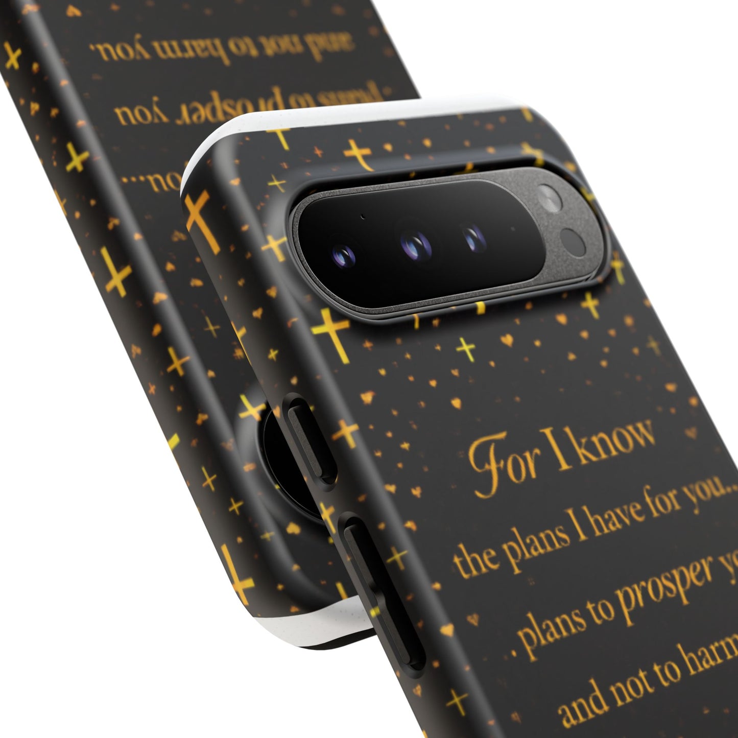 Phone Case — "For I Know" Jeremiah 29:11 Gold Cross Christian Tough Case