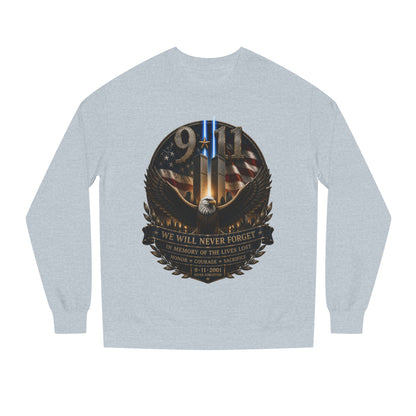 9/11 Memorial Sweatshirt — We Will Never Forget Tribute Crewneck