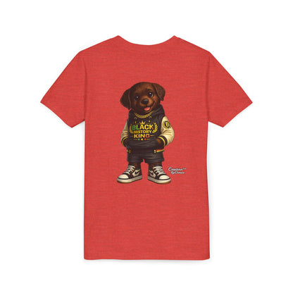 Youth Tee — 'Black History King' Puppy Graphic Shirt