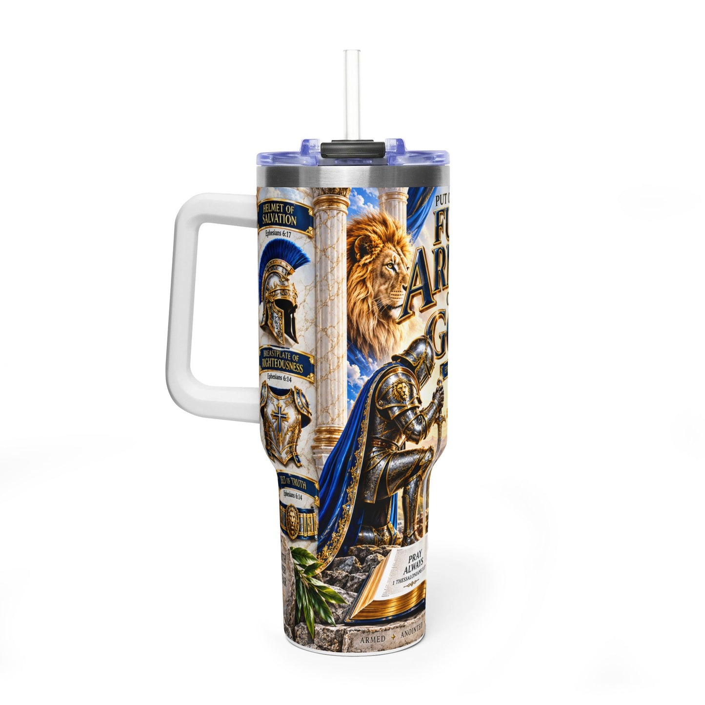 Armor of God 40oz Thermal Tumbler — Christian Inspirational Travel Mug