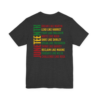 Juneteenth Tribute T-Shirt — “Dream Like Martin, Lead Like Harriet” Inspirational Black History Tee