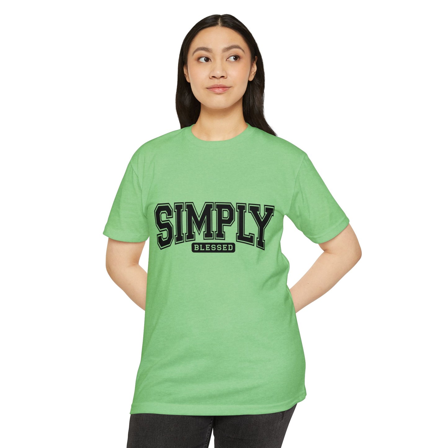 Simply Blessed T-Shirt — Vintage Collegiate Script Faith Tee