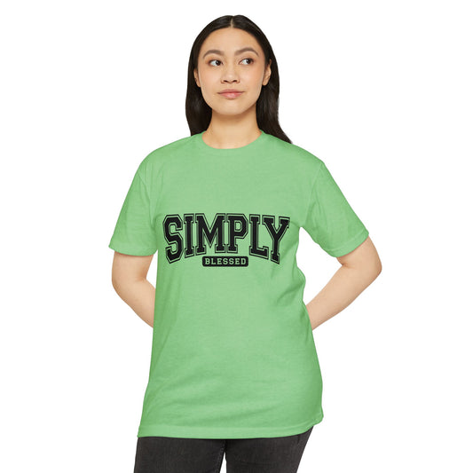 Simply Blessed T-Shirt — Vintage Collegiate Script Faith Tee