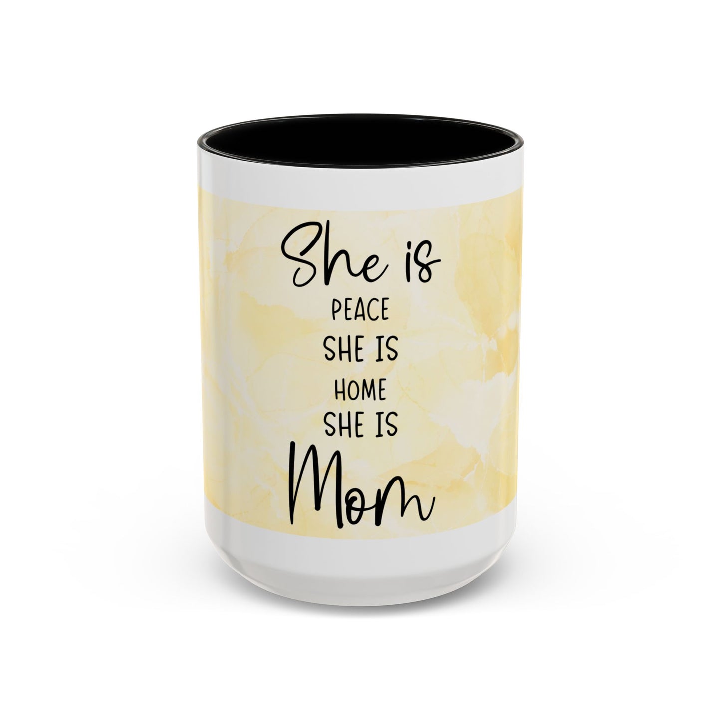 She Is Mom Floral Accent Coffee Mug — 'She is Peace, She is Home' Mother's Day Gift