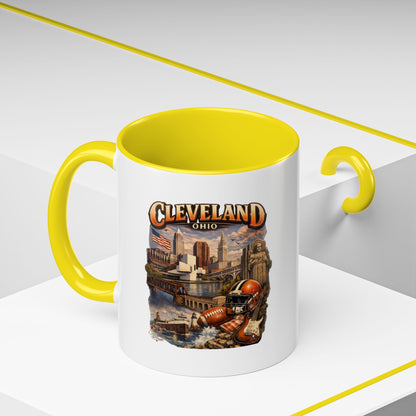 Cleveland Ohio Vintage Football Accent Coffee Mug (11/15oz)
