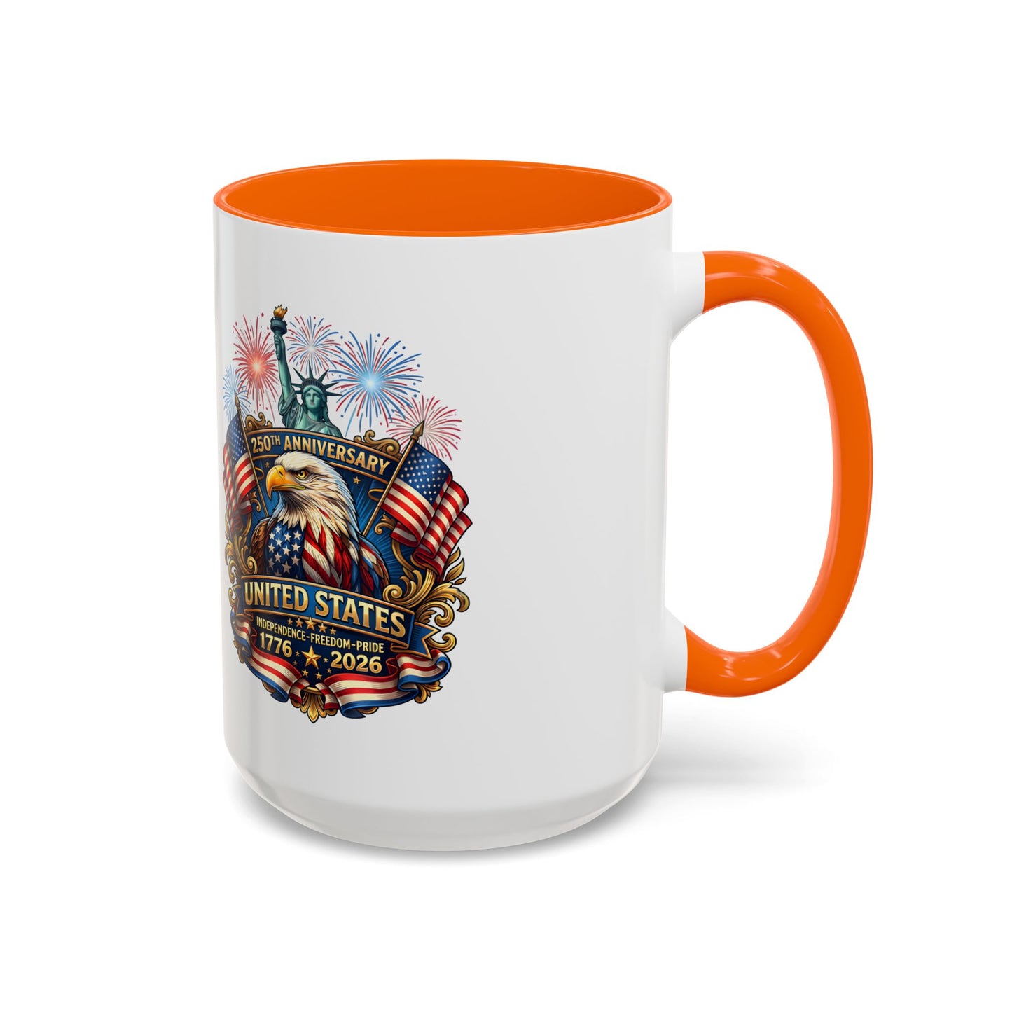 Patriotic Coffee Mug — United States 250th Anniversary Eagle & Fireworks (11/15oz)