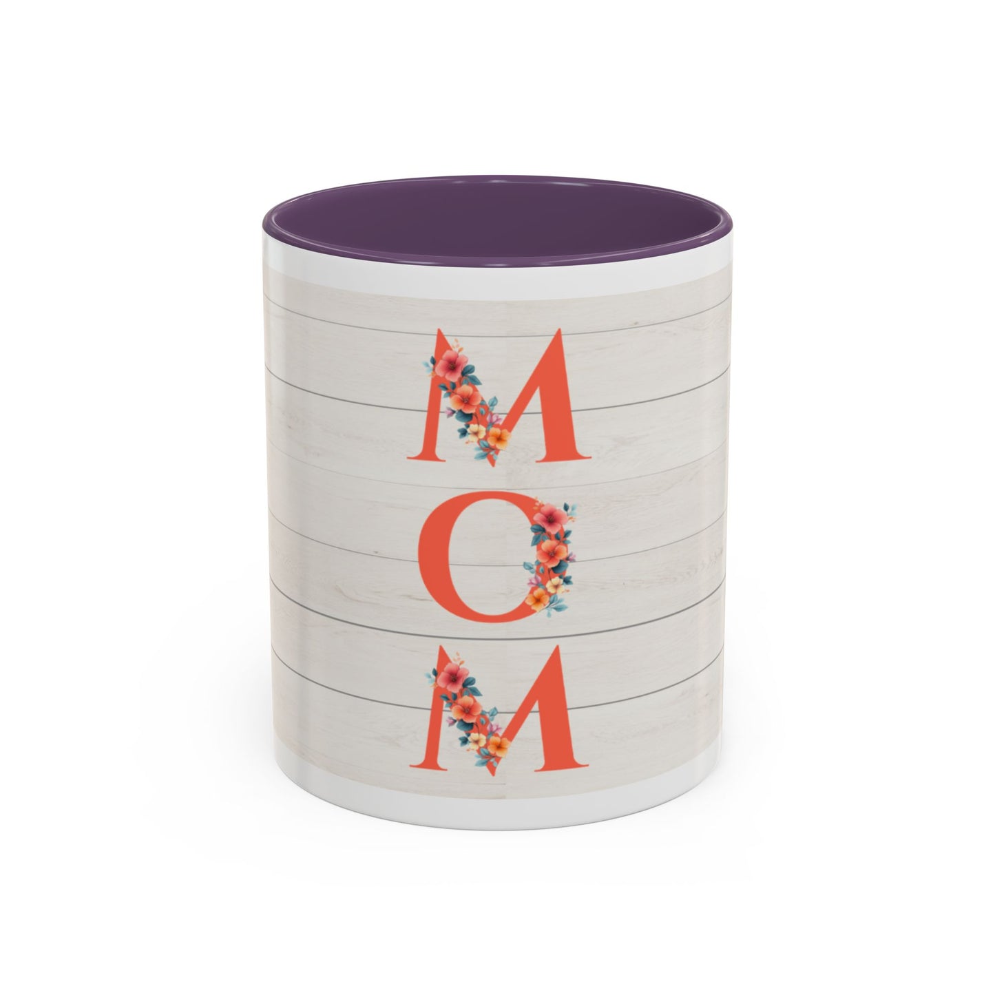 MOM Floral Accent Coffee Mug – Rustic Shiplap Mother's Day Gift (11/15 oz)