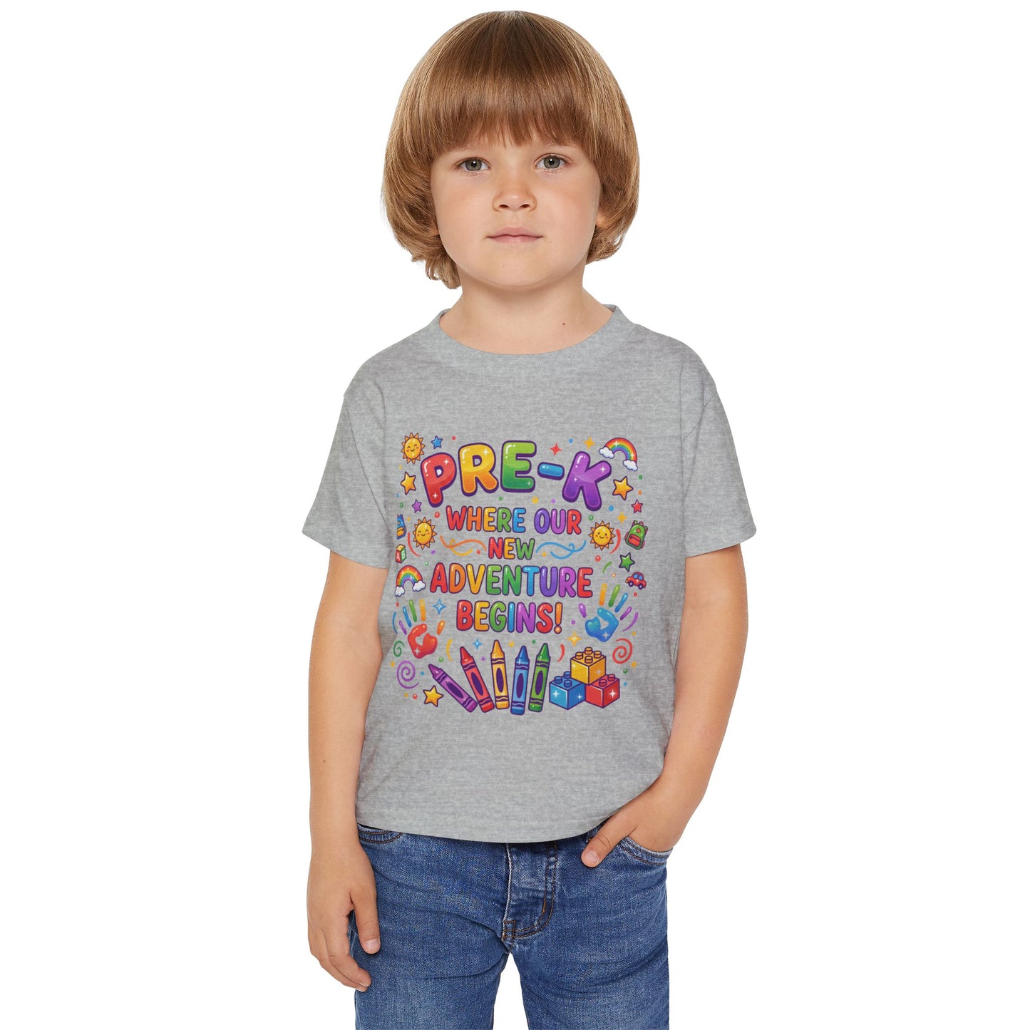 Toddler T‑Shirt — "Pre-K: Where Our New Adventure Begins!" Colorful Back-to-School Tee